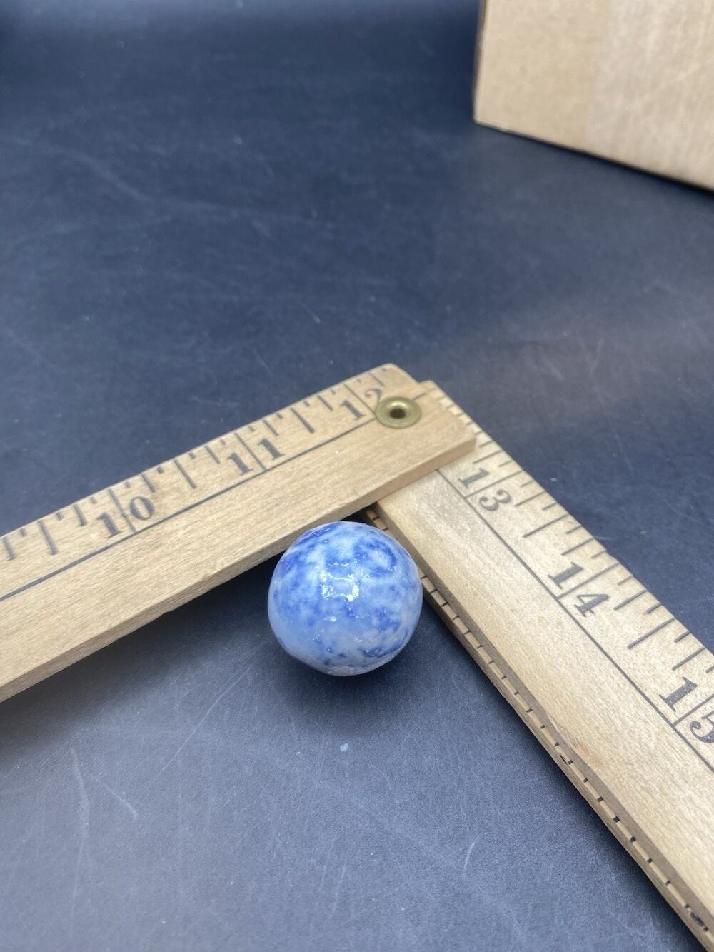Vintage Large Clay Marble Textured Blue Variation And White 1#